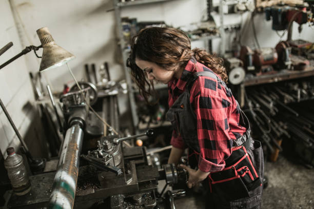 istock Young woman mechanic 650727124