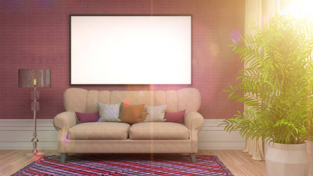 istock mock up poster frame in interior background. 3D Illustration 650730924