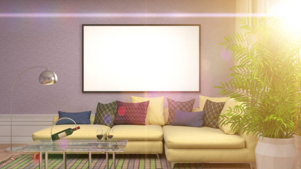 istock mock up poster frame in interior background. 3D Illustration 650730938