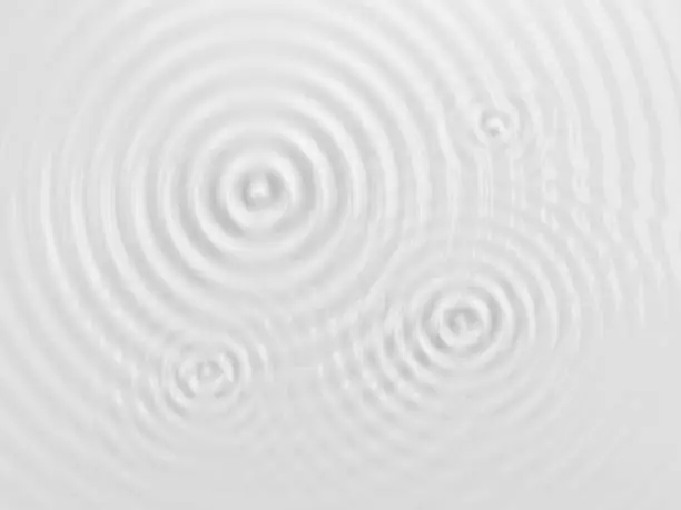 Ripples on a white liquid surface, milk or cream texture. 3D illustration. Abstract background.
