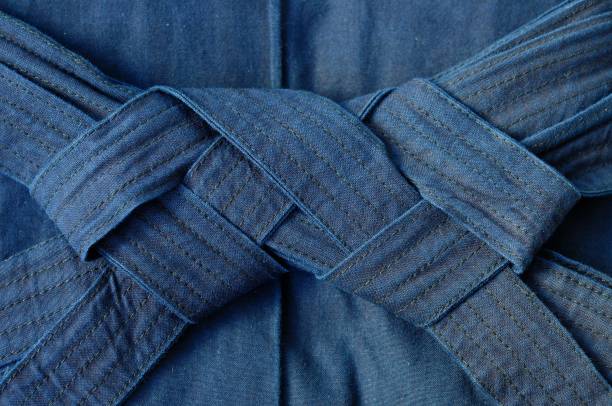 blue hakama Beautifully built hakama. Blue with a beautiful knot kendo stock pictures, royalty-free photos & images