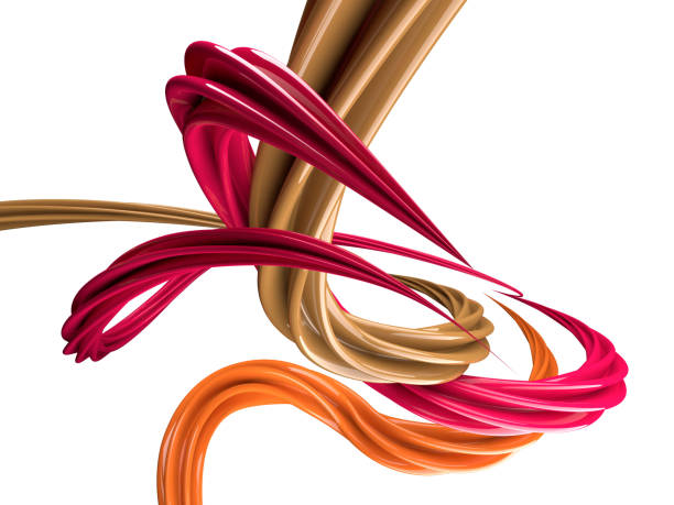 istock Abstract swirly shapes on black background. 3D rendering 650731804