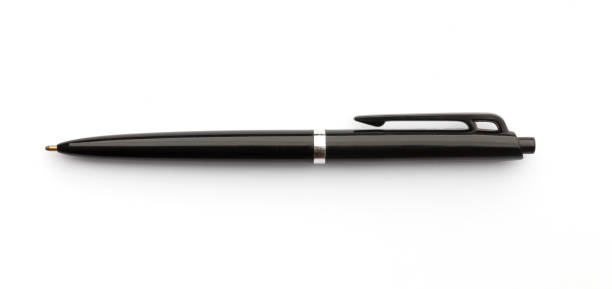 istock Office: simple black plastic ballpoint pen isolated on white 650734644