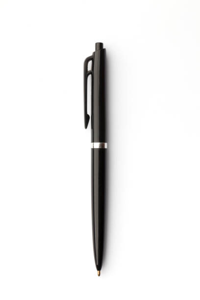 istock Office: simple black plastic ballpoint pen isolated on white 650734654