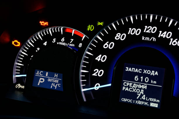 istock Speedometer and tachometer on the dashboard of a car 650734906