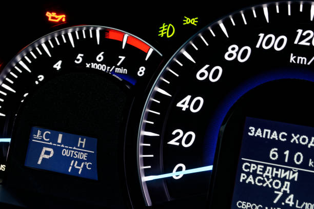 istock Speedometer and tachometer on the dashboard of a car 650734990