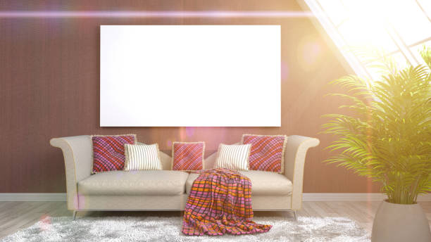 istock mock up poster frame in interior background. 3D Illustration 650737994