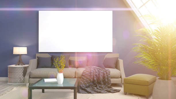 istock mock up poster frame in interior background. 3D Illustration 650738006