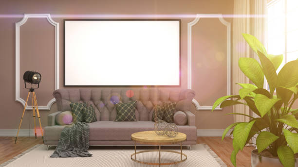 istock mock up poster frame in interior background. 3D Illustration 650742908