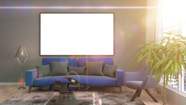 istock mock up poster frame in interior background. 3D Illustration 650743086