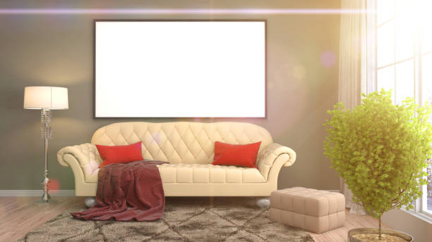 istock mock up poster frame in interior background. 3D Illustration 650743104