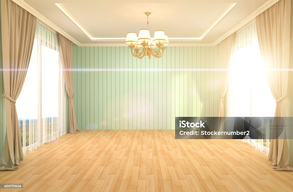 interior with large window. 3d illustration Apartment Stock Photo