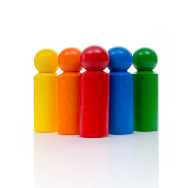istock Pawns as a team in rainbow colors 650775628