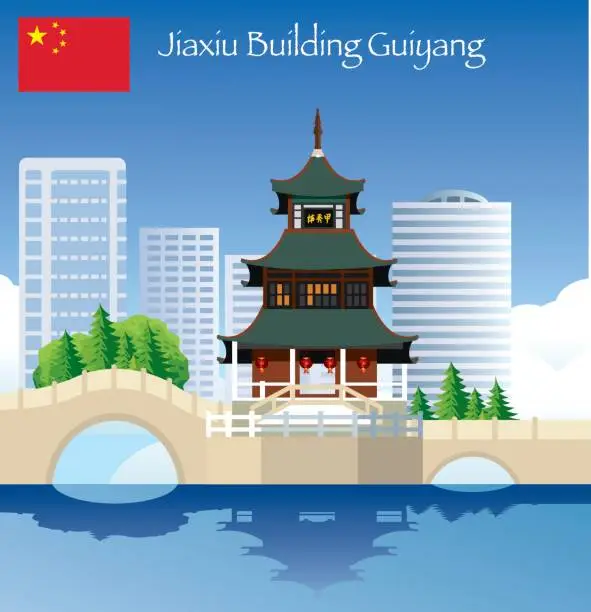 Vector illustration of Jiaxiu Tower