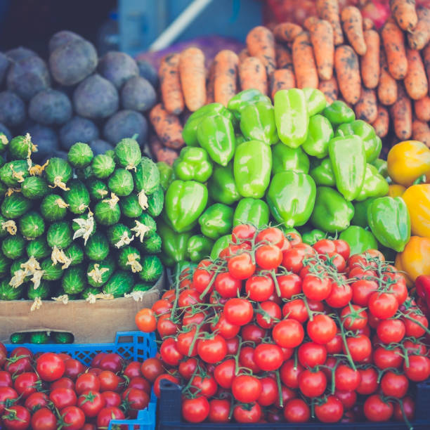farmers market. vegetable Market. Different raw vegetables background.Healthy eating