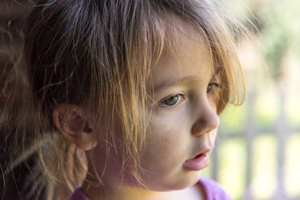 istock Serious girl looking through a window 650806344