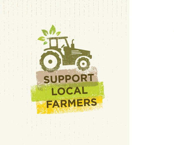 Support Local Farmers. Creative Organic Eco Vector Illustration on Recycled Paper Background Support Local Farmers. Creative Organic Eco Vector Illustration on Recycled Paper Background. support borders stock illustrations