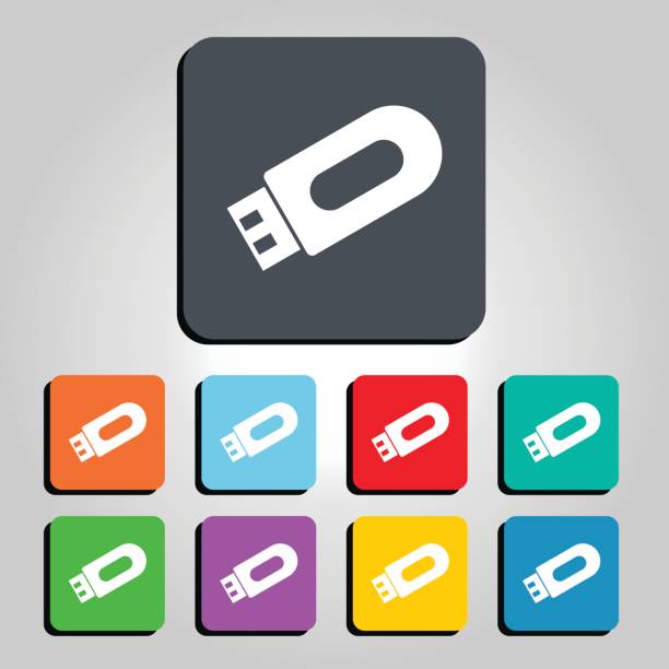 ilustrações, clipart, desenhos animados e ícones de usb stick vector icon ilustração - usb flash drive illustrations