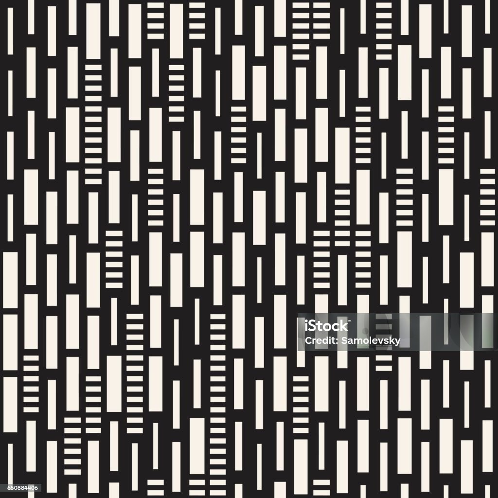 Vector Seamless Black And White Irregular Dash Rectangles Grid Pattern. Trendy Monochrome Texture. Vector Seamless Black And White Irregular Dash Rectangles Grid Pattern. Trendy Monochrome Texture. Abstract Geometric Background Design Backgrounds stock illustration