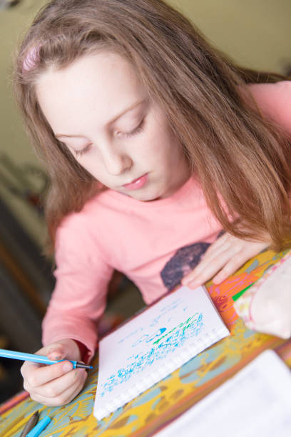 istock Little girl drawing 650891438