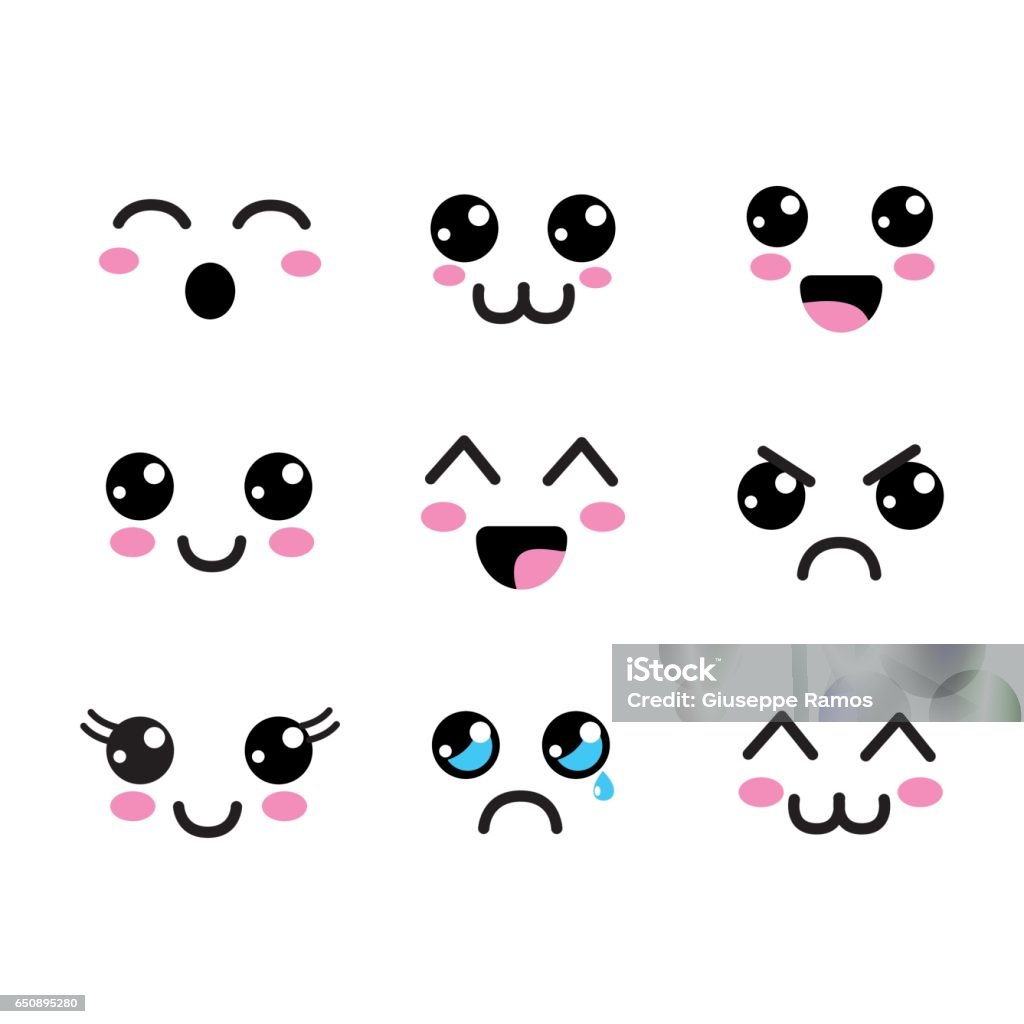 kawaii faces eyes icon kawaii faces eyes icon, vector illustraction design image Human Face stock vector