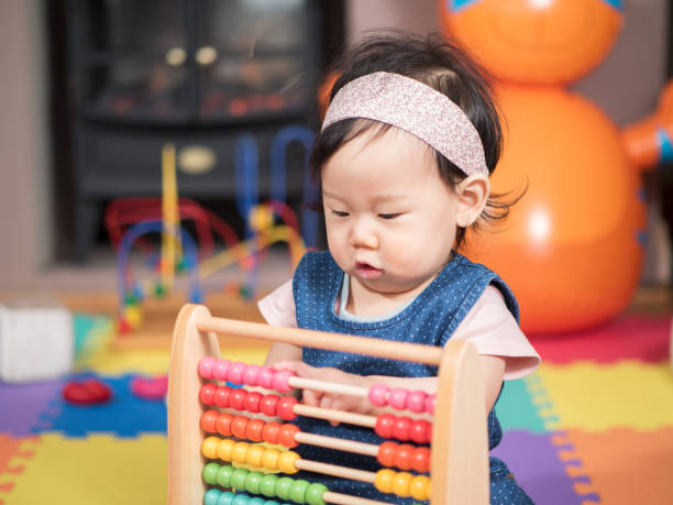 istock Baby girl play abacus at home 650904892