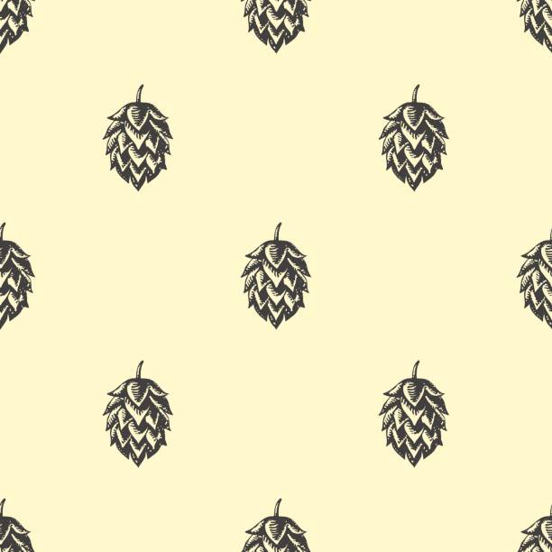 Hop beer seamless pattern background Hop beer seamless pattern background vintage set hops crop illustrations stock illustrations
