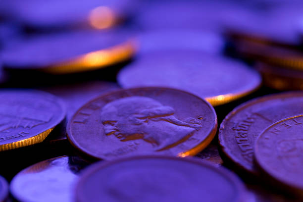 Close Up of Coins stock photo