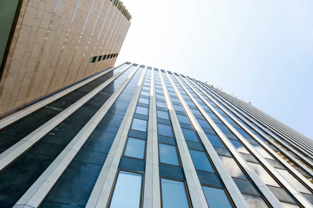 istock Skyscrapers, low angle view of office buildings, copy space 650967532