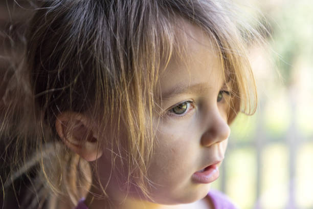 istock Serious girl looking through a window 650970618