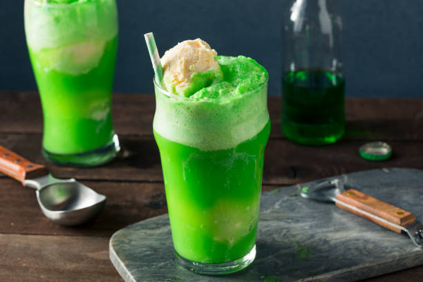 Homemade Green Ice Cream Soda Float