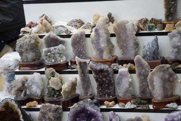 istock Raw amethyst rock with crystal ametist 651049600