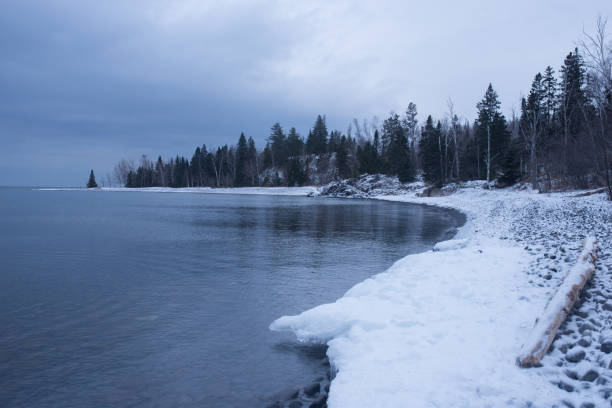 istock Lake Superior shore with snow 651079464