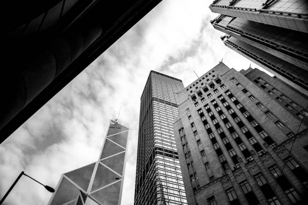 Office building window close up with Black & white Color