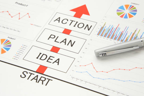 action, idée, plan et les concepts d’affaires - business plan photos et images de collection