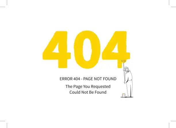 Vector illustration of Error 404 page with a painter vector illustration