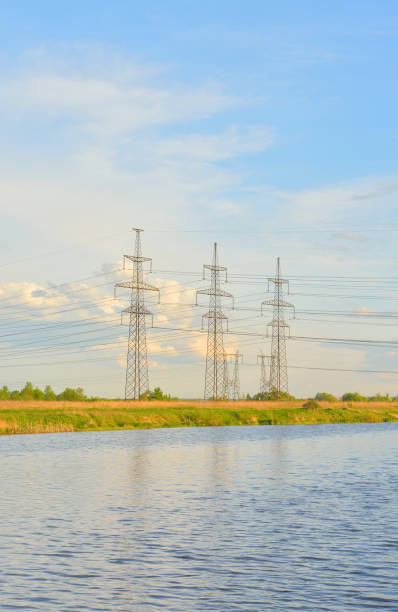istock Power line in the countryside at evening. 651083878