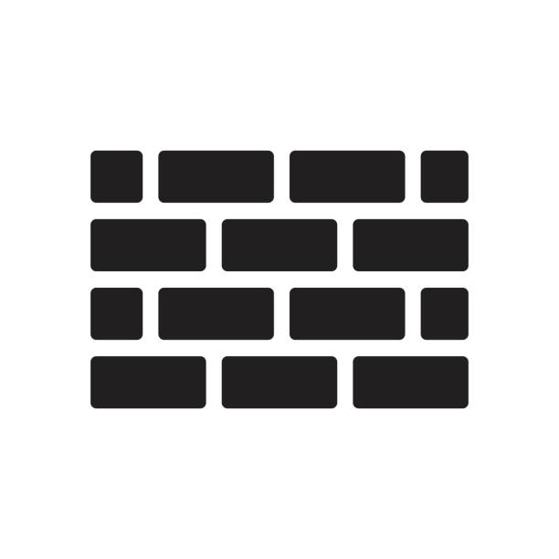 ilustrações, clipart, desenhos animados e ícones de ícone de parede de tijolo para web design, logotipo - brick