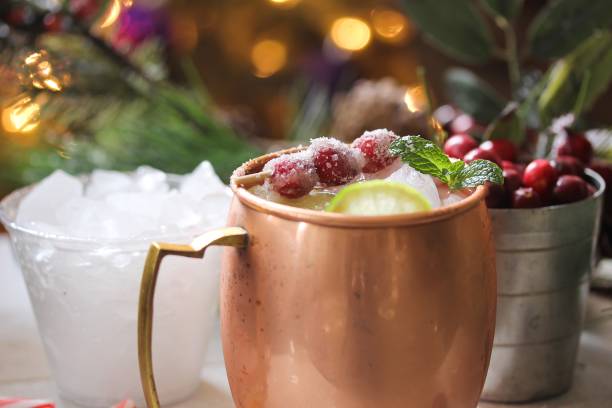 istock Cranberry Moscow Mule against holiday xmas background 651116672