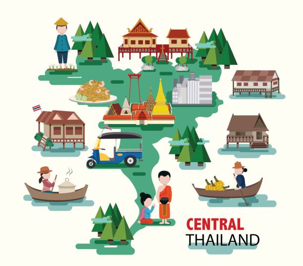 centrální thajsko - thailand map stock ilustrace