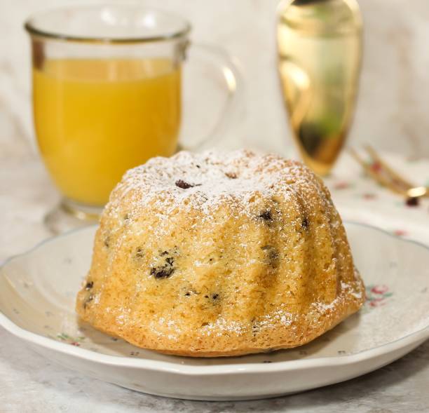 Homemade Mini bundt Cake with chocolate chips, selective focus