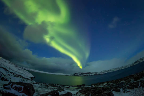 Northern Lights on the Kola Peninsula stock photo