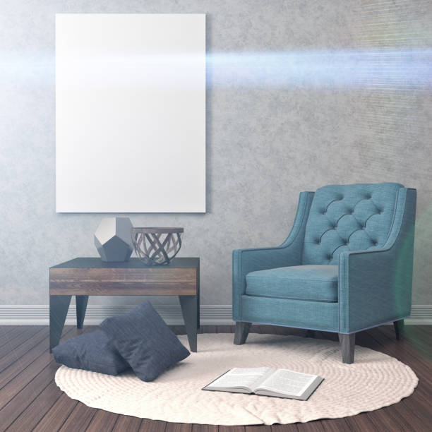 istock mock up poster frame in interior background. 3D Illustration 651169656