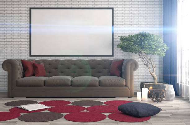 istock mock up poster frame in interior background. 3D Illustration 651169748