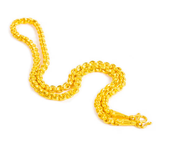 istock Gold necklace isolated on white 651173236