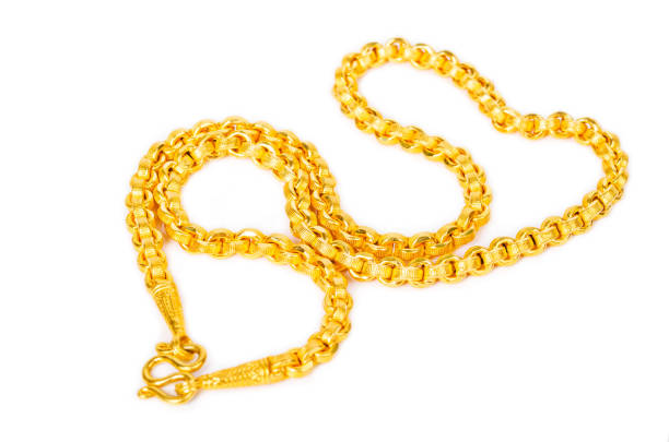 istock Gold necklace isolated on white 651173248