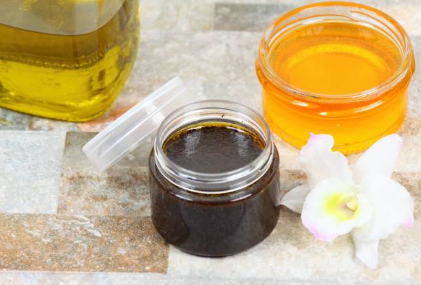 istock Scrub  from olive oil, used coffee  grounds and  honey 651177808