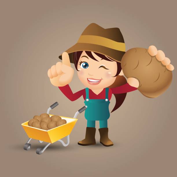 illustrations, cliparts, dessins animés et icônes de les gens mis - profession - agriculteur - raw potato farm agriculture farm worker