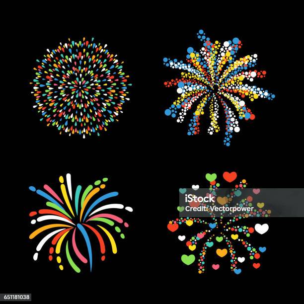 Abstract Firework Shape Firework Different Shapes Colorful Festive Vector Stock Illustration ...