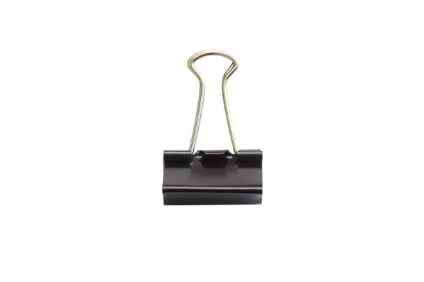 istock Black paper clip isolated on white background 651187142
